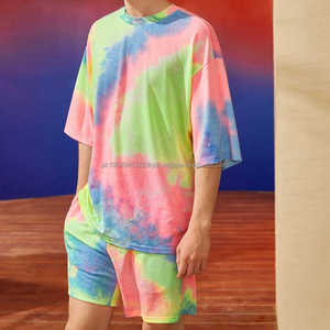 Men's Breathable Tie Dye Print Short Sleeve Summer Sports Tracksuit Beach Wear for Spring-Twin Sets with T-<b>Shirt</b> and Shorts - Product Image 6