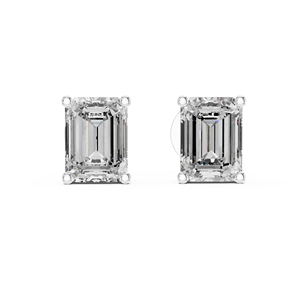 Pendientes de Diamante Cultivado en Laboratorio con Corte Esmeralda de 1 Quilate |   Oro de 14K |   EF VS1-2 |   Diseño de 3 puntas |   Pendientes de Joyería Personalizables - Product Image 3