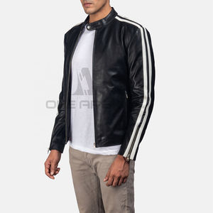 Vestes de moto d'hiver pour hommes en cuir de vachette véritable mince vêtements de rue en cuir d'agneau en cuir de vachette véritable moto - Product Image 5