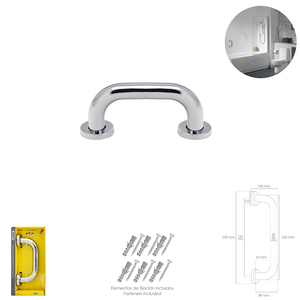 Maurer Shower <b>Grab</b> <b>Bar</b>, Chrome Finish, 32 mm Diameter, 22 cm Length. - Product Image 1