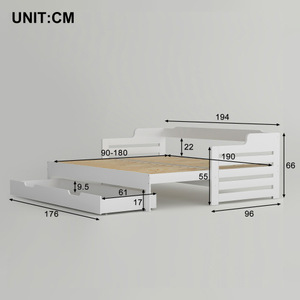 Cama Moderna Extensible Doble <span class=keywords><strong>con</strong></span> <span class=keywords><strong>Cajones</strong></span> de Almacenamiento, Literas Infantiles de Madera Maciza que Ahorran Espacio - Product Image 2