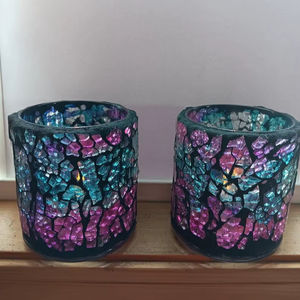 Candelabro de Mosaico Hecho a Mano para Bodas Diwali, Portavelas de Vidrio Resistente al Calor, Decoración del Hogar de Alta Calidad StarKey - Product Image 1