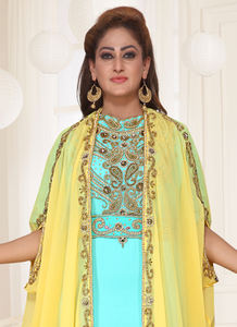 ผ้าจอร์เจียปักสีเหลืองอิสลามคาฟทัน - Product Image 2