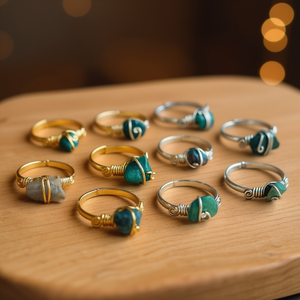 Gold and Silver Plated Fashion <b>Rings</b> with Natural Stones for Resale in Boutiques - Product Image 3