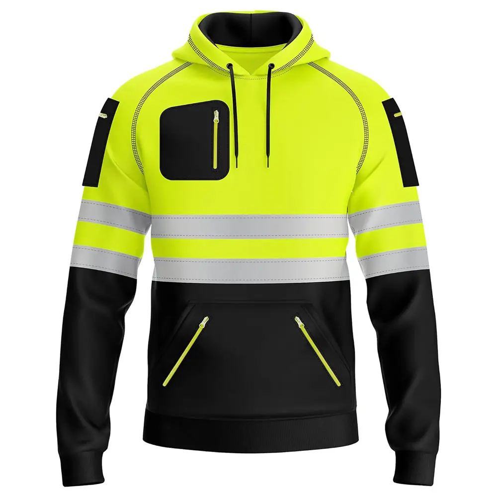 Design Your Safety, Design Your Style: Stand out on the job with our High-Visibility ANSI Class 3 Safety Work Hooded Pullover