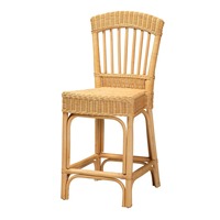 Tabouret de bar en rotin tissé à la main avec dossier, couleur et taille personnalisables, design antique pour une décoration bohème rustique dans les hôtels et les salons