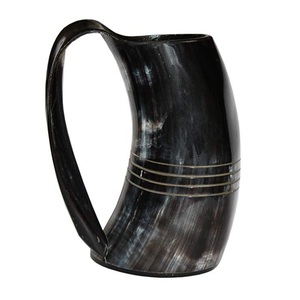 Viking Horn <b>Mug</b> <b>Set</b> Personalisable Ox Horn Tankard Burnt Effect Natural Crafts - Product Image 3