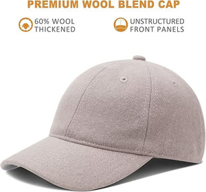 Automne hiver amoureux unisexe hommes femmes couleur unie réglable Strapback papa chapeau personnalisé laine casquette de Baseball - Product Image 2