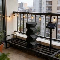 Alas Resin Hitam Spiral Bergelombang - Desain Kontemporer, Alas Luar Ruangan yang Stylish untuk Pot Tanaman & Aksen Taman di Pintu Masuk