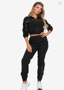 2024 nuevos chándales cortavientos para mujer, chaqueta y pantalones de poliéster 100% cortavientos, conjuntos transpirables sostenibles al por mayor - Product Image 4