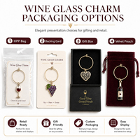 Breloques de verre à vin personnalisées en forme de cœur avec logo et nom, pour verres à pied, vente en gros du fabricant
