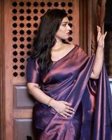 Saree sutra satin panjang hingga mata kaki dengan desain tradisional terbaru, dihiasi sulaman penuh, untuk pesta/pernikahan dan acara spesial