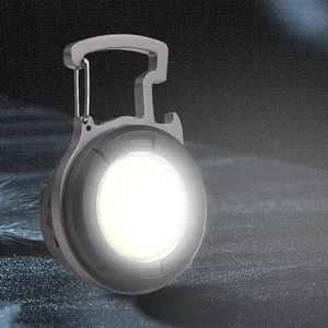 Mini lanterna led de alumínio, mini lanterna portátil personalizada cob com clipe mosquetão