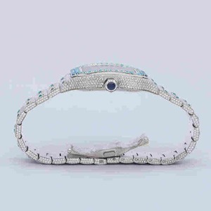 นาฬิกาฮิปฮอปสุดหรูขายดีที่สุด ผลิตตามสั่งด้วยเหล็กกล้าไร้สนิม ประดับเพชร VVS คุณภาพสูงจากห้องปฏิบัติการ หน้าปัดแสดงผลแบบอนาล็อก - Product Image 2