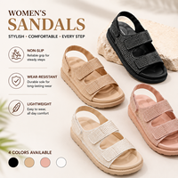 Sandales compensées en PVC tendance pour femme, avec strass et cristaux, style luxe, pour l'été