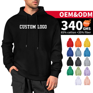 เสื้อฮู้ดผู้ชายพิมพ์โลโก้ตามสั่ง ผ้าคอตตอนผสมโพลีเอสเตอร์ 340 กรัม ทรงปกติ มีกระเป๋า รับผลิตแบบ OEM ODM - Product Image 1