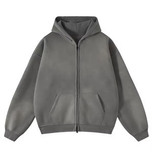 Sweat à capuche en molleton zippé surdimensionné pour hommes, poids lourd 100% coton, coupe régulière, logo personnalisé, sweats à capuche zippés à double effet soleil, vente en gros - Product Image 1