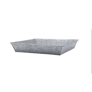 Square Galvanized Serving <b>Tray</b> with Textured Design and Sturdy Edges Ideal for Rustic Decor and Versatile Use - Product Image 2