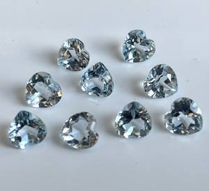 Topaze bleue ciel naturelle 8mm coupe coeur à facettes lâche topaze bleu ciel coeur excellente qualité - Product Image 3