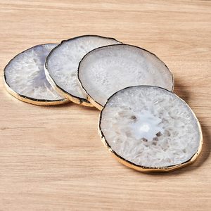 Posavasos para beber de ágata de encaje azul Druzy de cristal Natural pulido de alta calidad, decoración del hogar hecha a mano - Product Image 1