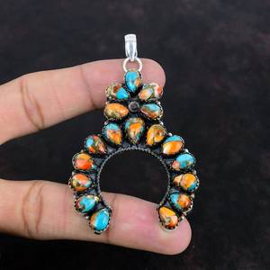 จี้ทองแดงสีเขียวขุ่นหอยนางรมธรรมชาติทำด้วยมือ925เครื่องประดับเงินสเตอร์ลิงหอยนางรมพลอยเทอร์ควอยซ์จี้งูเห่า - Product Image 6