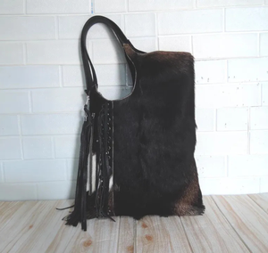 Stylish Women's Genuine Cowhide <b>Leather</b> Tote <b>Bag</b> Fur Personalized Animal Print Genuine Hairon Cowhide Material for <b>Shopping</b> Use - Product Image 1