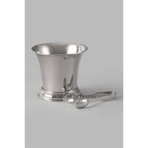 Cubo de hielo de diseño único pulido brillante de acero inoxidable con textura martillada grande y accesorios para enfriadores de cerveza y vino Tong - Product Image 4