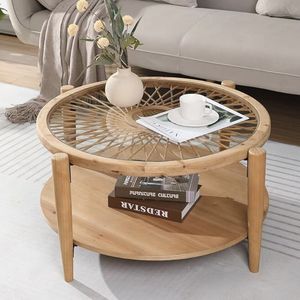 Table gigogne royale moderne et élégante à la mode en rotin fait accessoires de meubles de salon de couleur marron à bas prix - Product Image 5