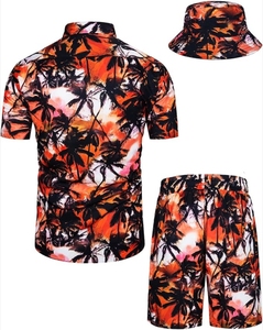 <b>Mens</b> Custom Floral 3-Piece Hawaiian Outfit Satin Tropical Shirt <b>Shorts</b> Bucket Hat for Summer Parties or Holidays - Product Image 6