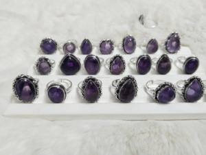 Nouvelle tendance véritable bague en cristal améthyste bijoux faits à la main bagues réglables pour hommes femmes en vrac bague en pierres précieuses améthyste - Product Image 4