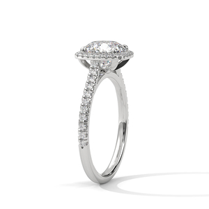 Anillo de Compromiso con Halo de Moissanita de Corte Redondo en Plata de Ley 925 - Product Image 4