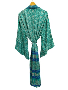 Night Wear Bell Sleeves <b>Swim</b> Wear Soft Silk Bathrobe Multi Color <b>Robe</b> Night Wear <b>Robe</b> Indian Vintage Recycled Silk Sari Kimono, - Product Image 4
