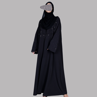 Nouvelle Robe Abaya Islamique Modeste Droite pour Femmes Musulmanes, Formelle, Manches Longues, 100% Soie Mousseline, Maxi, Taille Naturelle, Boutons, Col en V