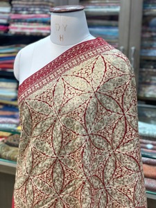 Everyday Wear Elegant Ethnic Dressing Beige Kashmiri <b>Shawl</b> Soft Polyester Velvet Breathable Winter Stole Light Embroidery Solid - Product Image 2