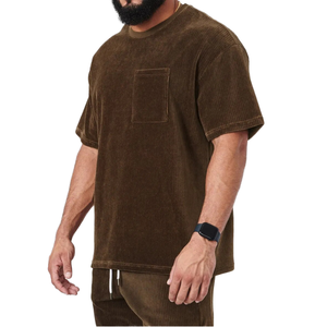 OEM Round Neck <b>Corduroy</b> Summer T-<b>Shirts</b> Thick Heavy Weight Short Sleeve Tee Oversize <b>Shirts</b> Man T-<b>shirt</b> <b>for</b> <b>men</b> - Product Image 1