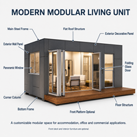 Maison Modulaire Contemporaine en Conteneur Préfabriqué, Bâtiment Portable avec Porte Pliante en Verre Panoramique pour Hôtel, Bureau ou Hébergement