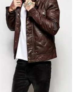 Veste en cuir pour hommes, vêtements décontractés de couleur unie, veste en cuir confortable pour hommes à la mode - Product Image 5