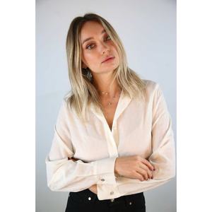 <b>Embroidered</b> <b>White</b> Silk <b>Blouse</b> Long Formal Bohemian Tops for Women Floral Pattern XL Size Spring & Autumn Season - Product Image 2