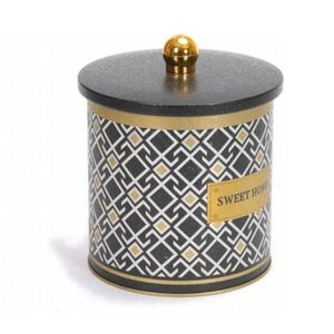 ลูกบิด2.1L กระป๋องโลหะลายเส้นเรขาคณิต140X150มม. ดีไซน์ลวดลายไร้รอยต่อพื้นหลังสีดำสำหรับเก็บอาหาร - Product Image 2