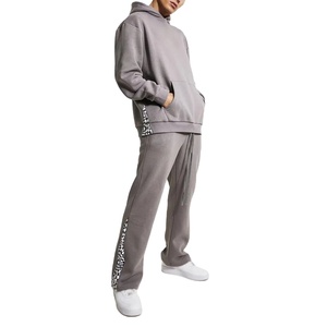 Unisex Vintage Acid Wash Sweatsuit <b>Set</b> Custom Logo Men's <b>Jogger</b> With <b>Plus</b> <b>Size</b> Option Winter Fleece Hoodie And Sweatpants - Product Image 1