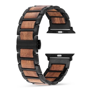 Correa de Lujo de Madera de Sándalo Roja y Acero Inoxidable para <span class=keywords><strong>Apple</strong></span> <span class=keywords><strong>Watch</strong></span> IWatch Todas las Series Ultra 3 1-11 38/<span class=keywords><strong>40</strong></span>/41/42/44/45/46/49mm - Product Image 5