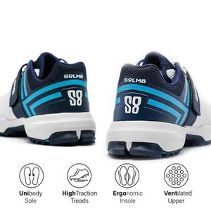 Chaussures de cricket SOLM8 pour garçons et filles S8 bleues à lacets respirantes pour le sport et l'entraînement avec doublure en mesh - Product Image 5