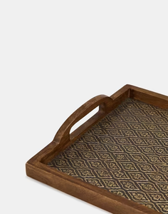 Bandeja de servicio de madera redonda de lujo Bandeja decorativa impresa para vajilla y servicio de comida de alta calidad - Product Image 4