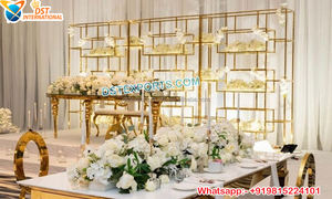 Decoración de Boda Fusion, Fondo Dorado, Arcos Metálicos, Boda Inglesa, Evento, Venta Caliente, Ligero, Tamaño Personalizado, Boda Occidental - Product Image 4