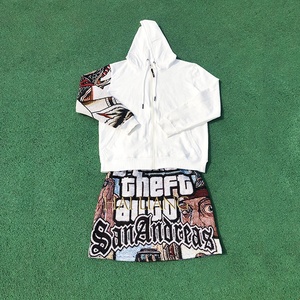 Pantalones cortos sueltos Premium con logotipo personalizado de bajo precio, ropa de gimnasio para hombre, pantalones cortos de baloncesto personalizados con bandera de EE. UU. - Product Image 2