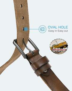 Cinturones de moda de cuero de vaca elegantes para hombres OEM personalizado con aleación para hebilla para ropa formal a precios al por mayor - Product Image 3