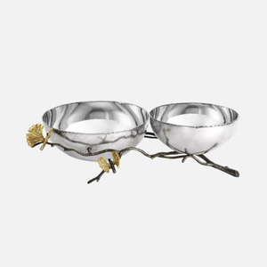 Ensemble de 2 bols en métal avec finition polie et artisanale, bol à salade décoratif au design floral pour hôtel et restaurant - Product Image 2