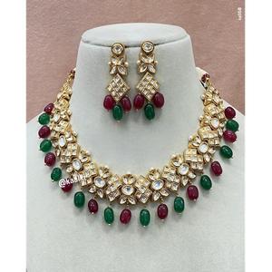 Luxury GoldPlated Diamond <b>Emerald</b> Bridal <b>Set</b> Radiance Traditional Kundan Choker <b>Set</b> Necklace Earrings <b>Set</b> Wedding ForWomens - Product Image 1
