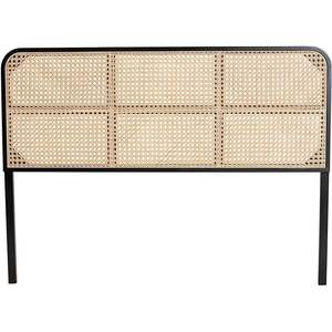 Tête de lit Queen élégante Boho Chic avec design en rotin tissé à la main finition noire meubles de chambre à coucher d'origine vietnamienne par DreamCraft - Product Image 3