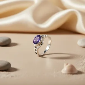 925 Silver Amethyst Ring for Women <b>Fashionable</b> Gemstone Jewelry <b>String</b> <b>Bracelet</b> - Product Image 3